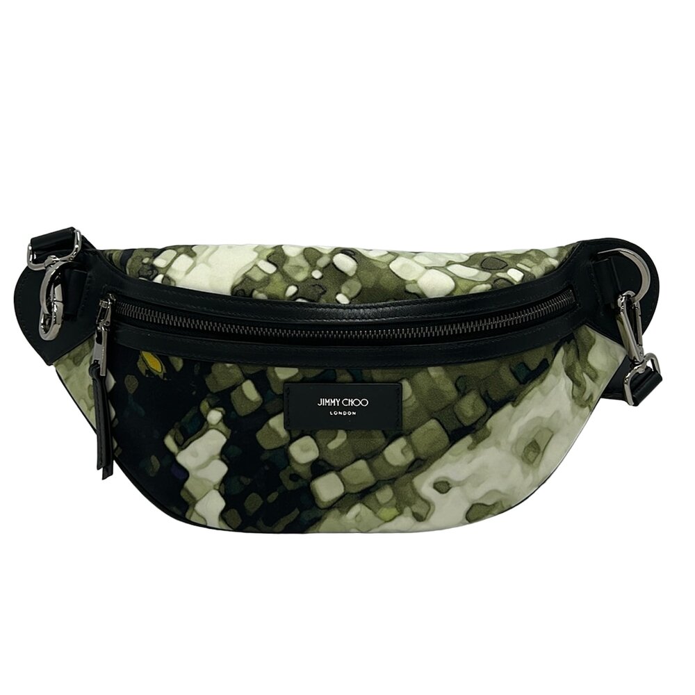 Jimmy Choo York Backpack Black Khaki Multi Nylon Leather
